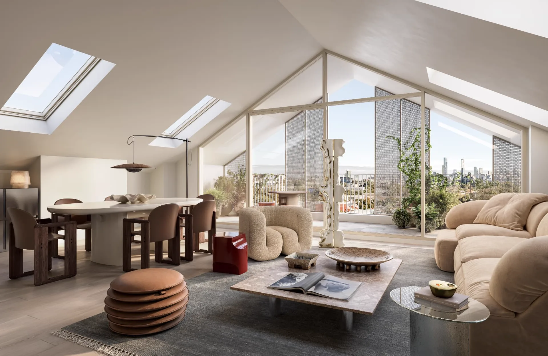 Living and dining space within a completed Burnley Maltings penthouse